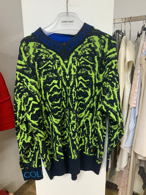 Carlo Colucci Grüner Tiger Pullover