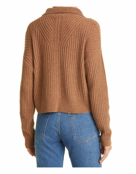 Rag & Bone Maxine Ribbed Merino Wool & Cotton Blend Polo Sweater