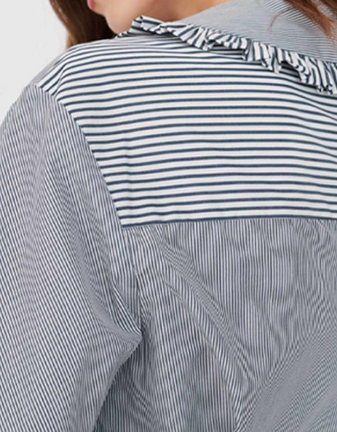 Maje Gestreifte Hemdbluse Mit Hohem Kragen