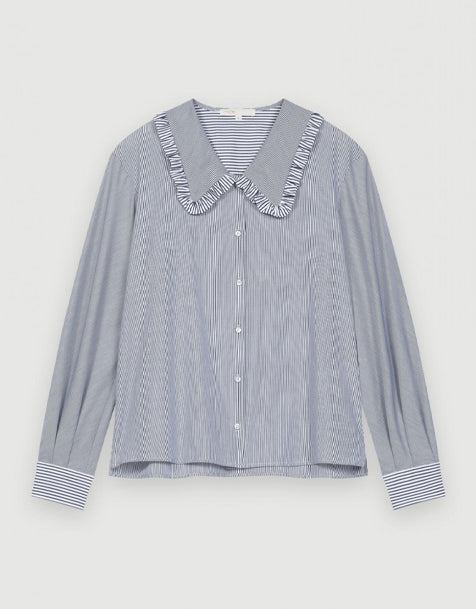 Maje Gestreifte Hemdbluse Mit Hohem Kragen