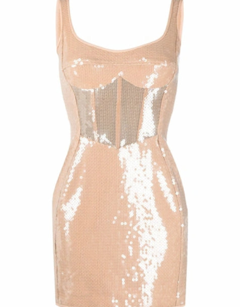 David Koma Women's Sequined Crepe Corset Mini Dress