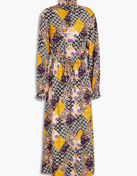 Hofmann Kopenhagen Naomie Midikleid aus bedrucktem ECOVERO-Twill mit Raffungen