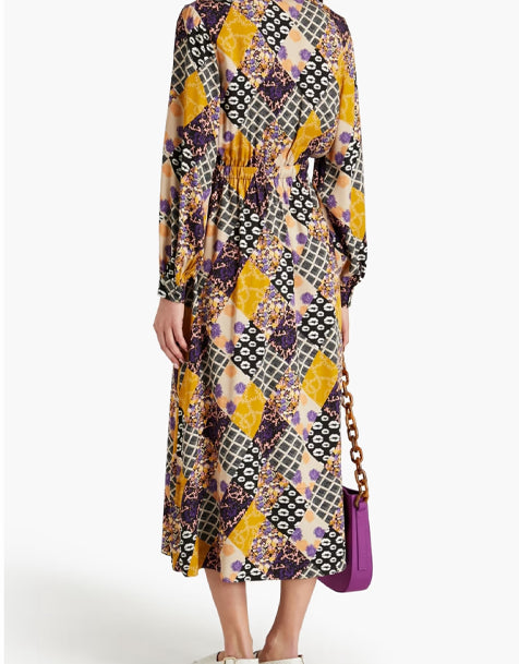 Hofmann Kopenhagen Naomie Midikleid aus bedrucktem ECOVERO-Twill mit Raffungen